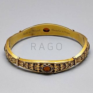 NEOCLASSICAL REVIVAL JEWELED GOLD BANGLE