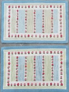 Pair of Claire Murray Hooked Rug "Strawberry Fields"