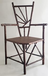 Antique Bamboo Photographer's Corner Chair