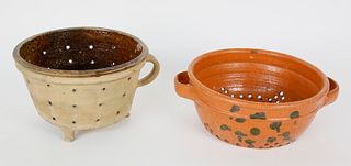 Two Antique Swedish Ceramic Colanders