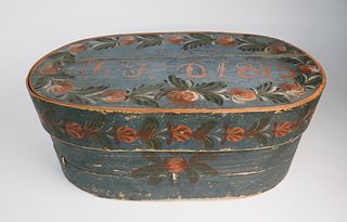 Scandinavian Decorated Oval Band Box, circa 1843