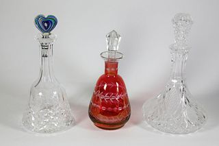 Three Assorted Crystal Decanters