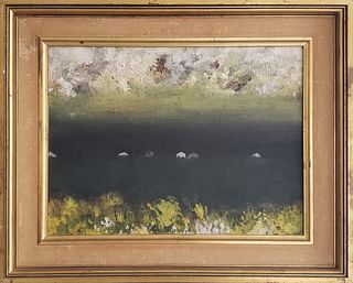 Charles Green Shaw Oil on Board, "Before The Storm", circa 1963
