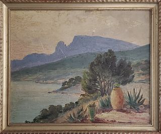William H. Partridge Oil on Board "By the Lake"