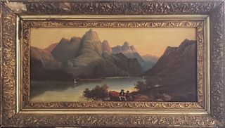 "Lake Como Italy" Oil on Canvas, 19th Century