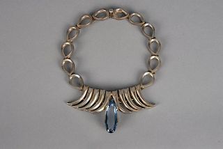 MEXICAN MODERNIST STERLING SILVER NECKLACE, MID 20th C.