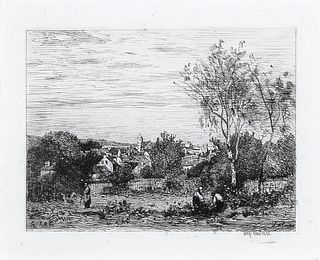 After Jean Baptiste Corot, Untitled (Village Scene)