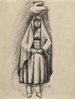 Arnold Rönnebeck, Untitled (Standing Pueblo Girl with Pot), ca. 1927