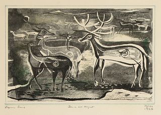 Agnes Sims, Deer at Night, 1965