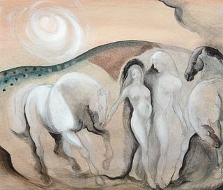 Carol Hurd, Untitled (Couple with Two Horses), 1981