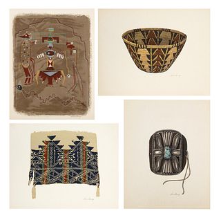 Louie Ewing, Four Prints from Masterpieces of Primitive American Art