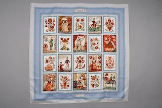 HERMES PRINTED SILK "IMAGERIE" SCARF, ISSUE DATE 1967.