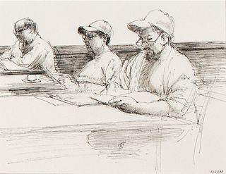 Elias Rivera, Untitled (Three Men Reading)