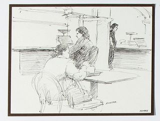 Elias Rivera, Untitled (Figures in Library)