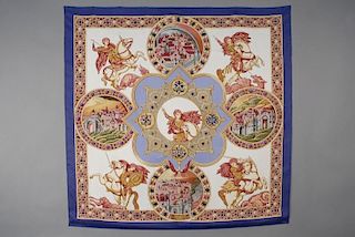 HERMES LE TRIOMPHE du PALADIN PRINTED SILK SCARF, ISSUED 1999.
