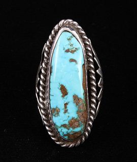 Navajo Blue Gem Turquoise Sterling Silver Ring