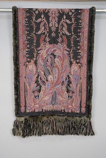 PAISLEY PRINTED CASHMERE STOLE with FUR TRIM.