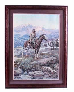 C.M. Russell Free Trappers Framed Lithograph
