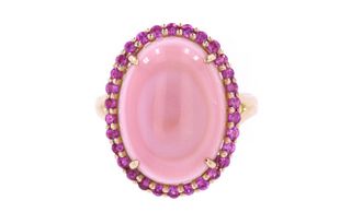 Pink Queen Conch & Pink Sapphire 14k Gold Ring