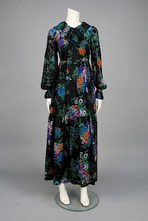 YVES SAINT LAURENT PRINTED CHIFFON MAXI DRESS, 1982.