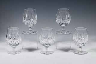 (5) WATERFORD CRYSTAL "LISMORE" BRANDY GLASSES