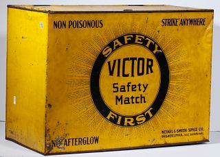 "VICTOR SAFETY MATCH" LIFT TOP STORAGE BOX