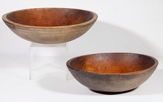 (2) 19TH C. TURNED WOODEN BOWLS