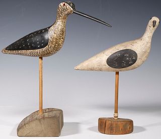 (2) 20TH C. FOLK ART CARVED AND PAINTED SHOREBIRDS