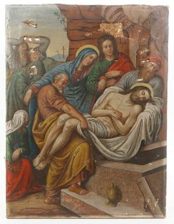19TH C. STATION OF THE CROSS PAINTING