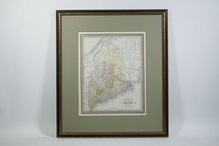 FRAMED 19TH C. MAP OF MAINE