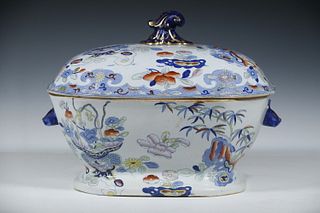 19TH C. ENGLISH IRONSTONE TUREEN WITH NOTCHED LID