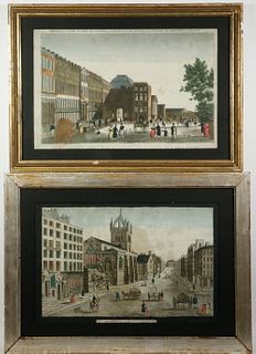 (2) FRAMED 18TH C. FRENCH VUE D'OPTIQUE ENGRAVINGS OF ENGLISH ARCHITECTURE