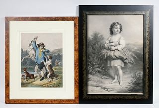 (2) VICTORIAN ENGRAVED PORTRAITS OF CHILDREN IN GENRE SETTINGS