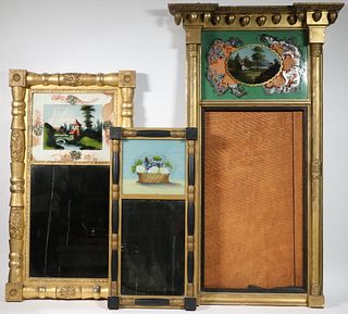 (3) LATE 18TH TO EARLY 19TH C. AMERICAN EGLOMISE MIRRORS