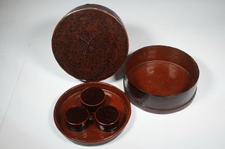 JAPANESE LACQUER ROUND LIDDED BOX