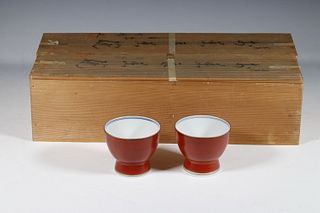 (10) JAPANESE PORCELAIN CUPS IN TWO CASES