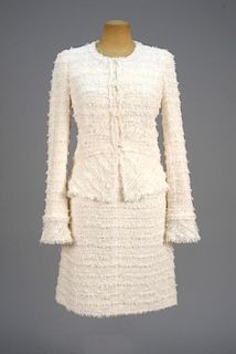 CHANEL NOVELTY WEAVE SKIRT SUIT with SEQUINS.