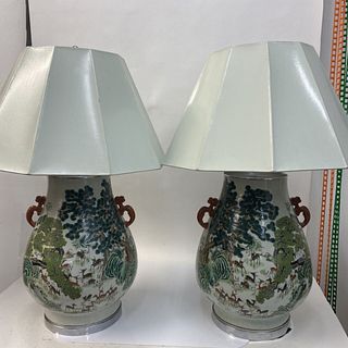 17Pair of 20th C. Chinese Vases as Lamps