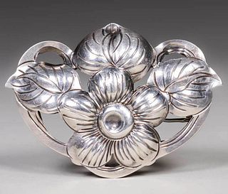 Kalo - Chicago Sterling Silver Cutout Floral Brooch