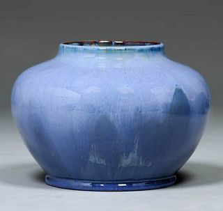 Large Fulper Pottery Chinese Blue Bulbous Vase c1910s