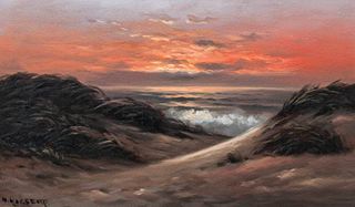 Nels Hagerup San Francisco Sunset Dunes Painting c1895