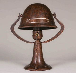 Heintz Sterling on Bronze Helmet Lamp c1915