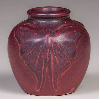 Small Van Briggle Matte Glazed Moth Cabinet Vase c1918