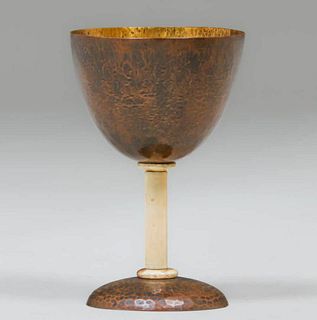 Albert Berry Hammered Copper Gilded Chalice c1920s