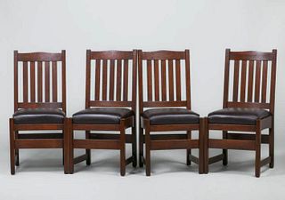 Set of 4 L&JG Stickley #808 Dining Chairs c1910