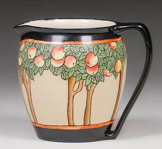 Arts & Crafts Hand-Decorated Porcelain Pitcher 1907