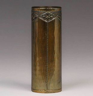 Roycroft Hammered Copper Cylinder Vase c1920