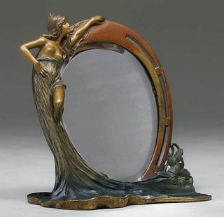 Art Nouveau Figural Table-Top Mirror c1905