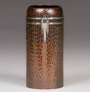 Roycroft Dard Hunter Hammered Copper & Silver Vase