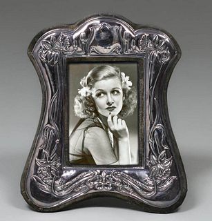 English Arts & Crafts Sterling Silver Overlay Mirror